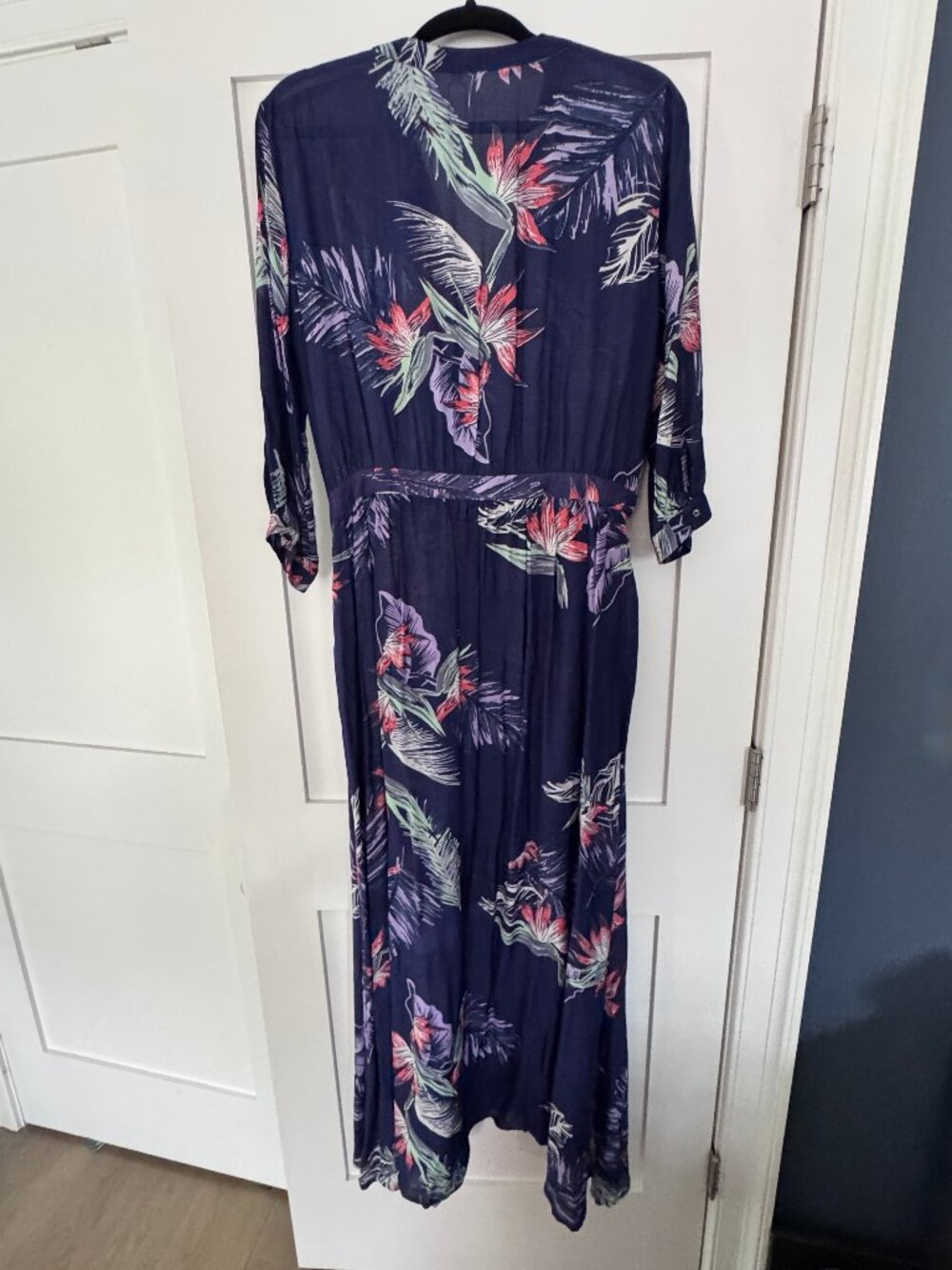 The Rose Jabberjee,Navy Tropical Floral Maxi Dress,Size:L,Sheer, NWT, Never Worn - Picture 5 of 9